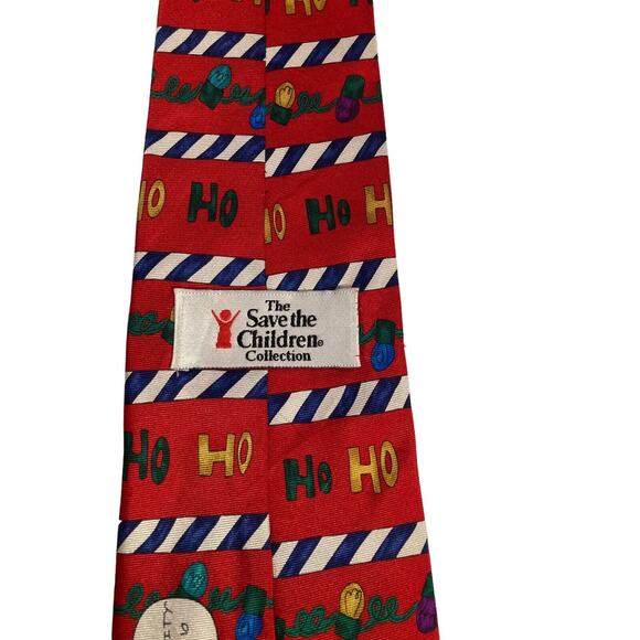 Save The Children Christmas Calamity By George Age 8 Ho Ho Ho Necktie 100% Silk - Picture 4 of 8